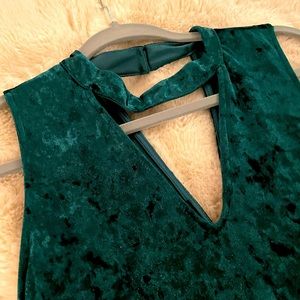 Crushed Velvet Green Dress